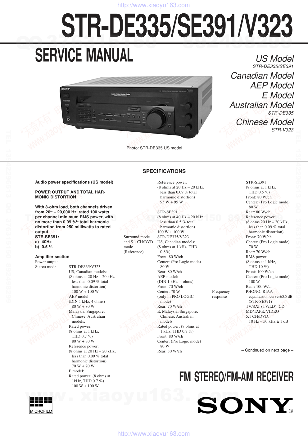 索尼SONY STR-SE381音响电路原理图(1)-0 索尼SONY STR-SE381音响电路原理图(1)-0