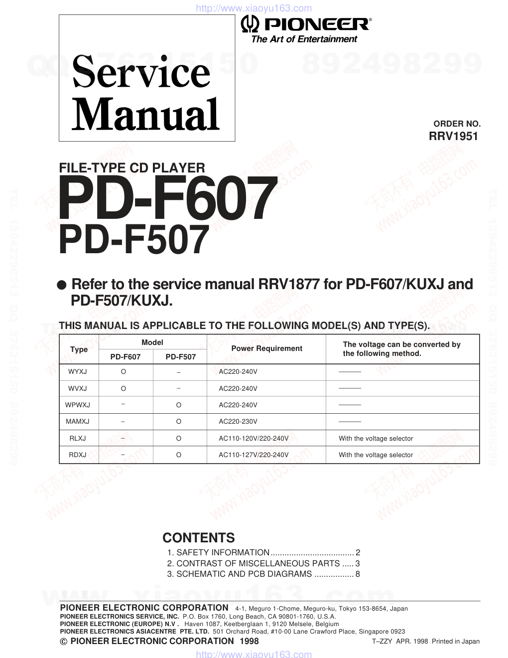 先锋PIONEER PD-F607音响电路图-0 先锋PIONEER PD-F607音响电路图-0