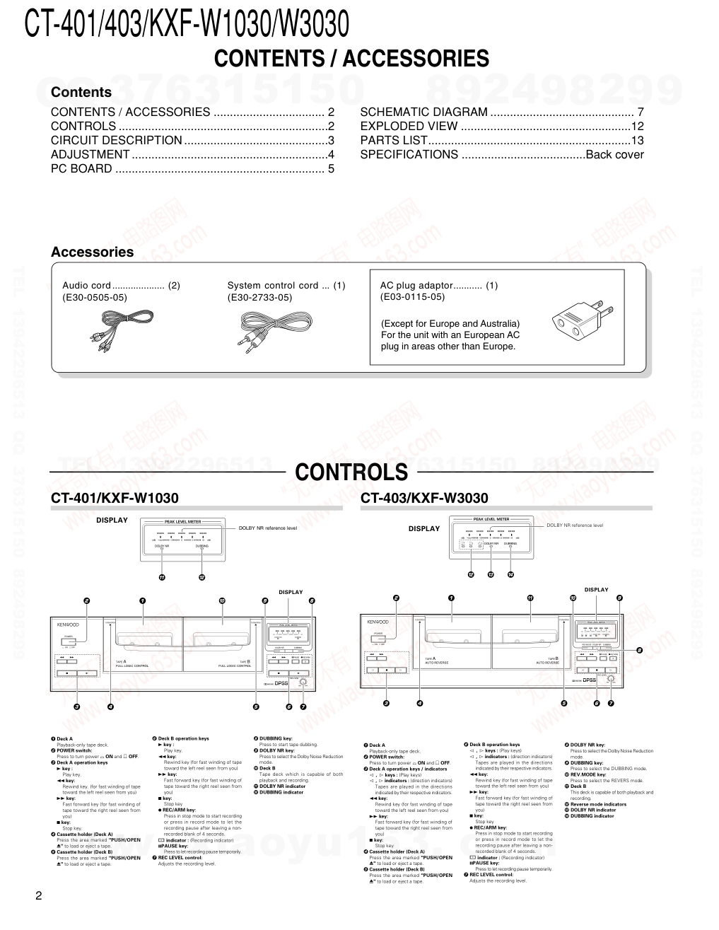 建伍KENWOOD CT-401双碟播放机电路图-1 建伍KENWOOD CT-401双碟播放机电路图-1