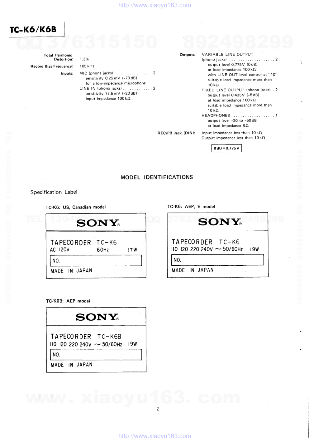索尼SONY TC-K6电路图-1 索尼SONY TC-K6电路图-1