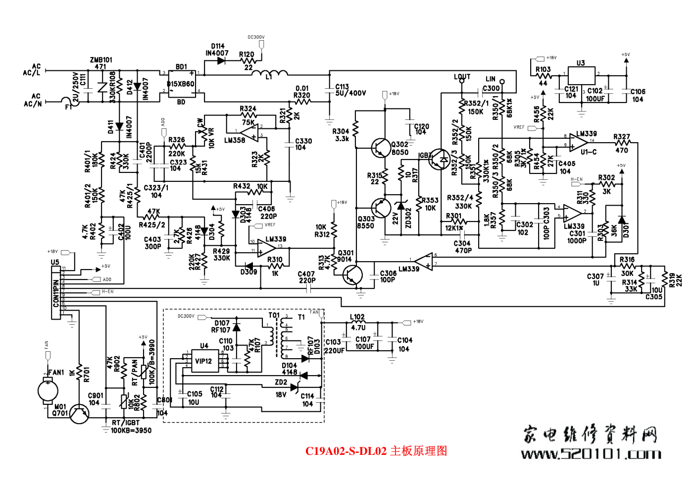 苏泊尔C19A02-S电磁炉主板与灯板电路图-1 苏泊尔C19A02-S电磁炉主板与灯板电路图-1