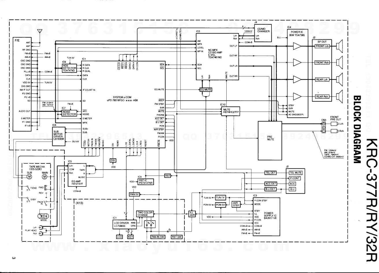建伍KENWOOD KRC-32R CD影碟播放机电路图-2 建伍KENWOOD KRC-32R CD影碟播放机电路图-2