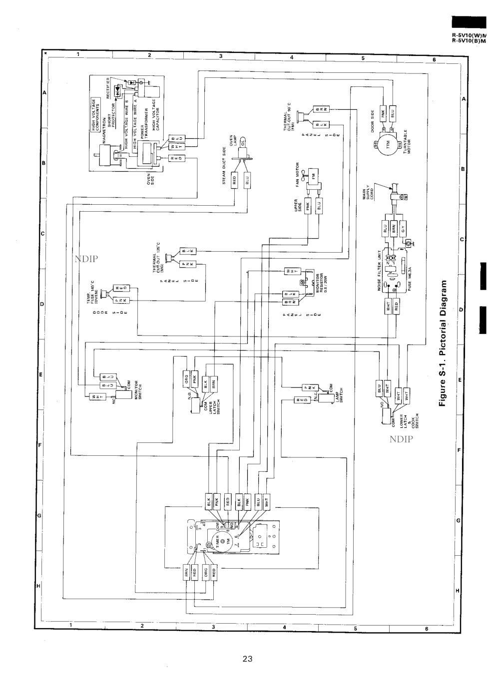 夏普R-5V10微波炉电路原理图-1 夏普R-5V10微波炉电路原理图-1