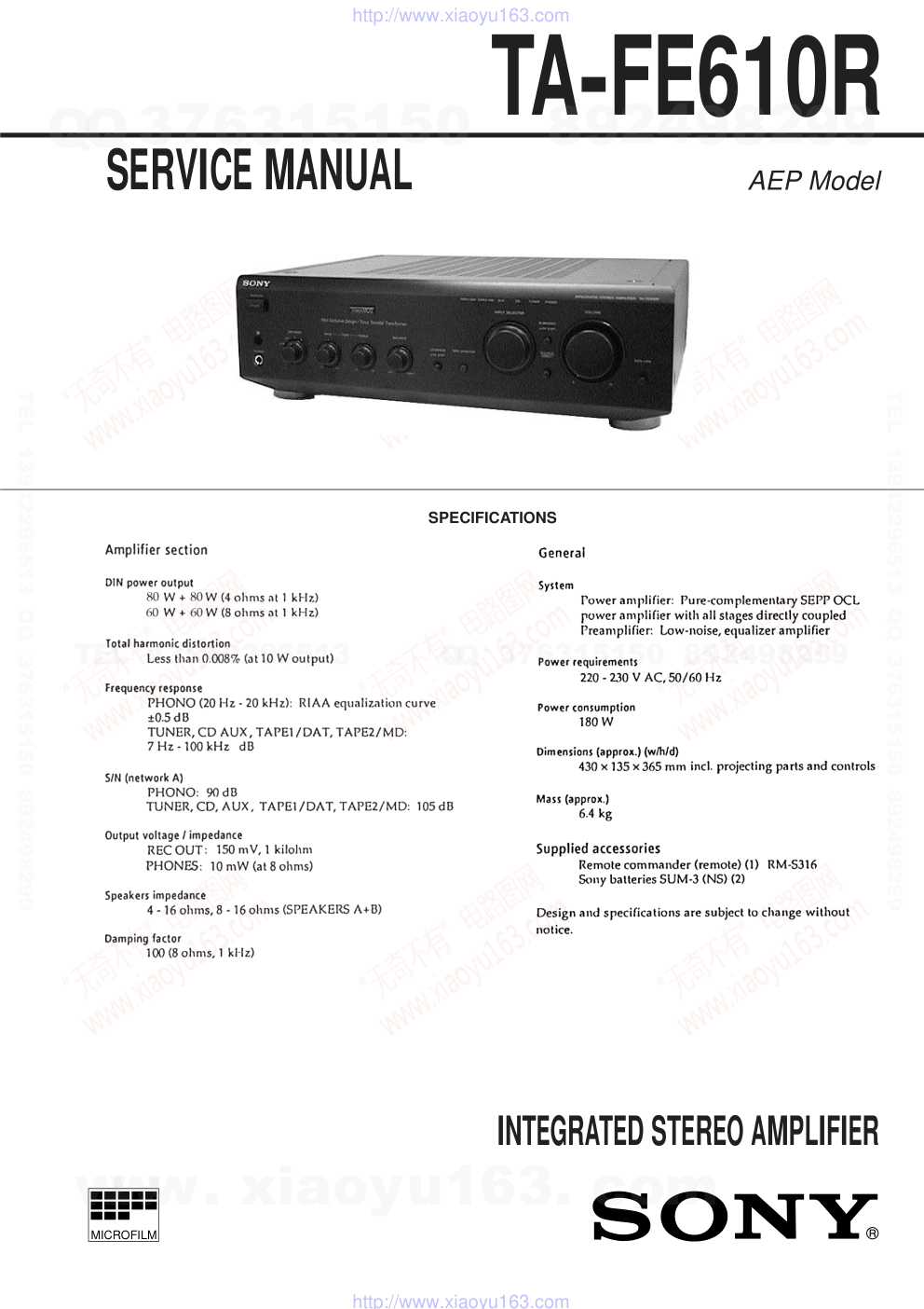 索尼SONY TA-FE610R音响电路原理图-0 索尼SONY TA-FE610R音响电路原理图-0