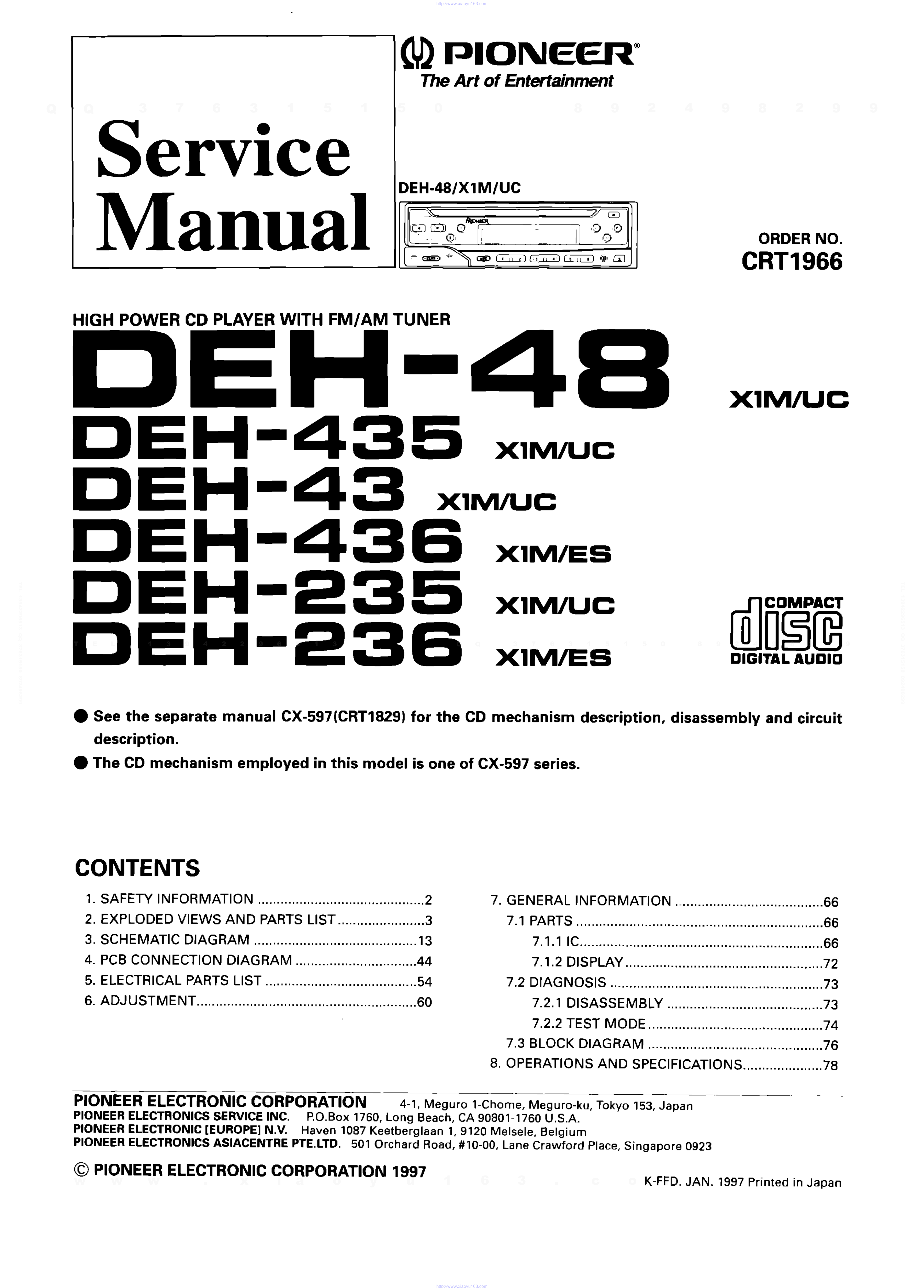 先锋PIONEER DEH-43X1MUC电路图-0 先锋PIONEER DEH-43X1MUC电路图-0