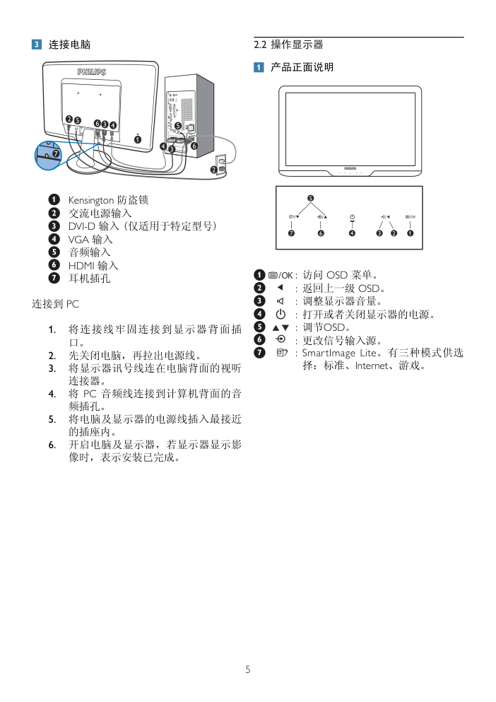 飞利浦 234EL2 SC显示器用户手册-6 飞利浦 234EL2 SC显示器用户手册-6
