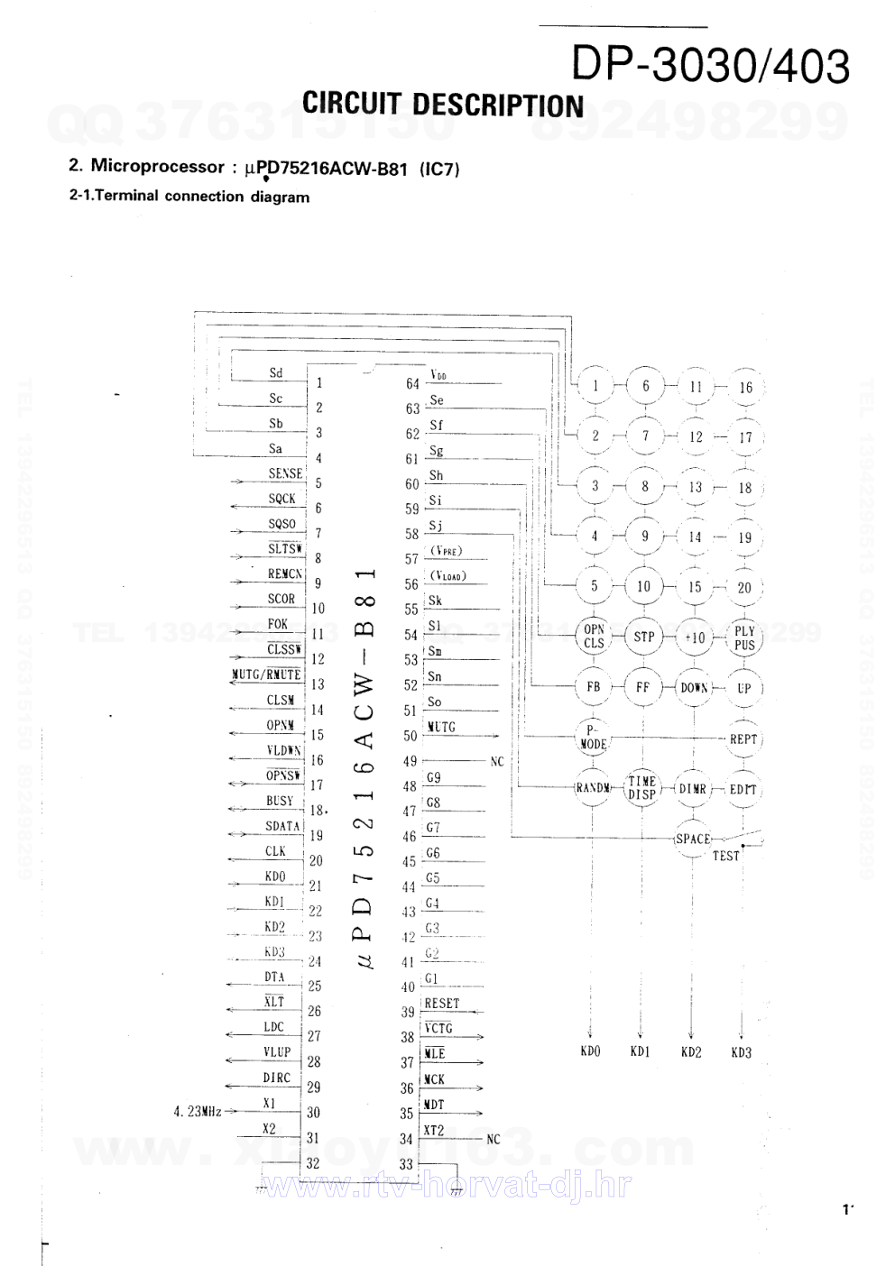 建伍KENWOOD DP-4030 CD播放机电路图-8 建伍KENWOOD DP-4030 CD播放机电路图-8