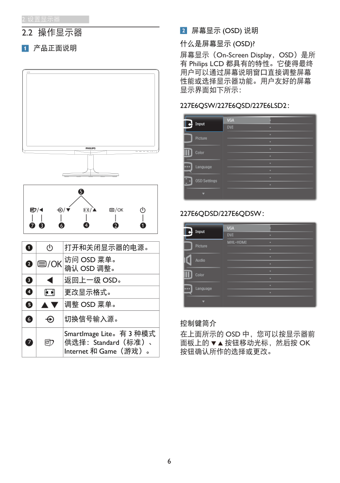 飞利浦227E6QSD93液晶显示器说明书-7