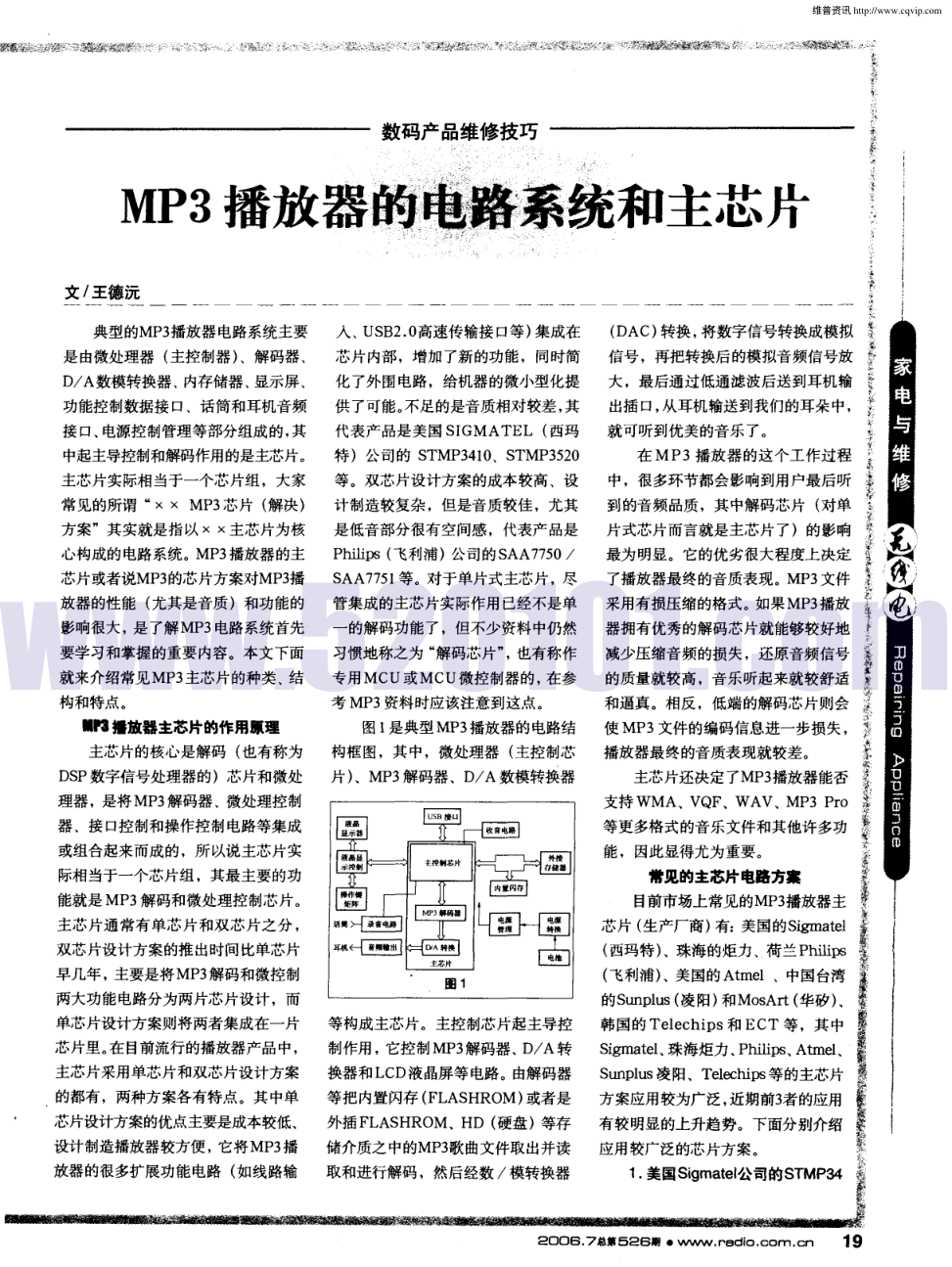MP3播放器的电路系统和主芯片-0