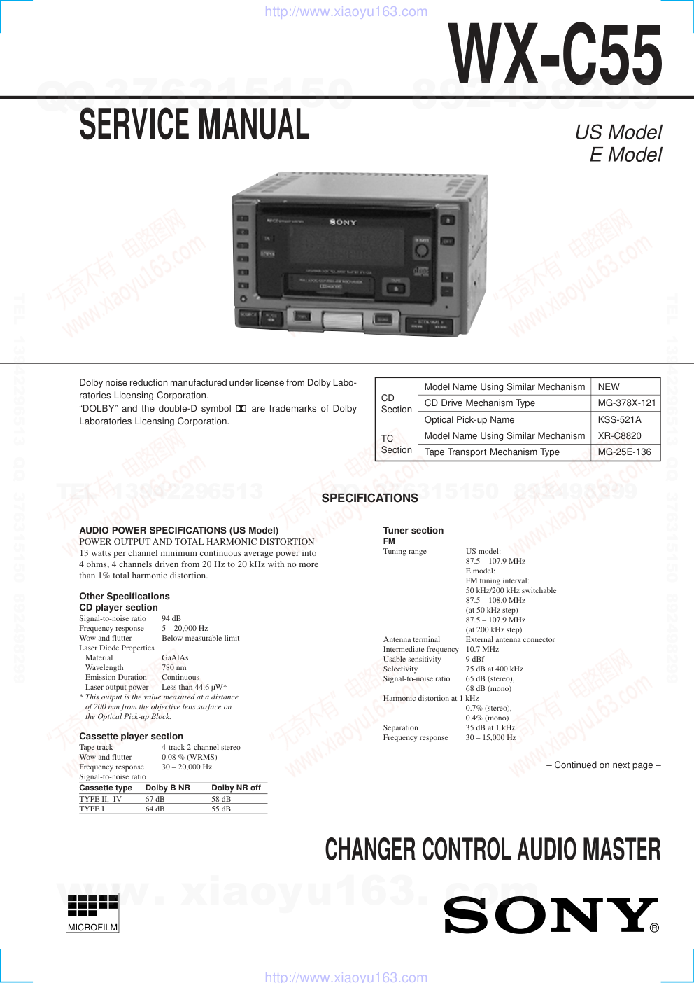 索尼SONY WX-C55电路图-0 索尼SONY WX-C55电路图-0