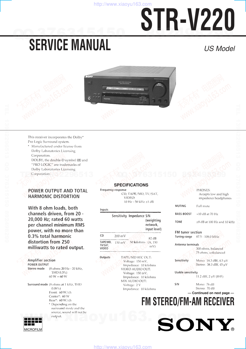 索尼SONY STR-V220音响电路原理图-0