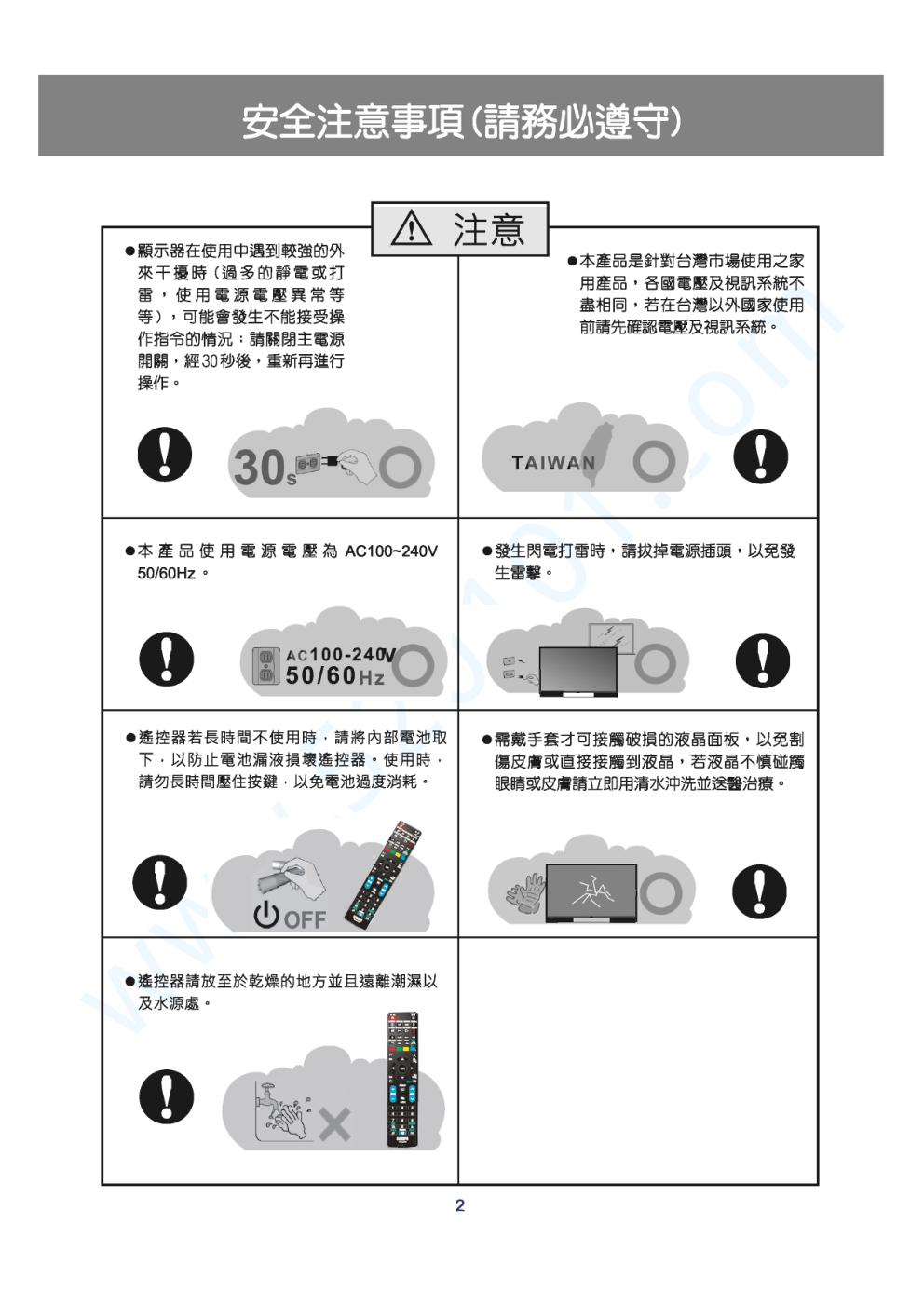 声宝EM-55UW16D液晶电视说明书-2