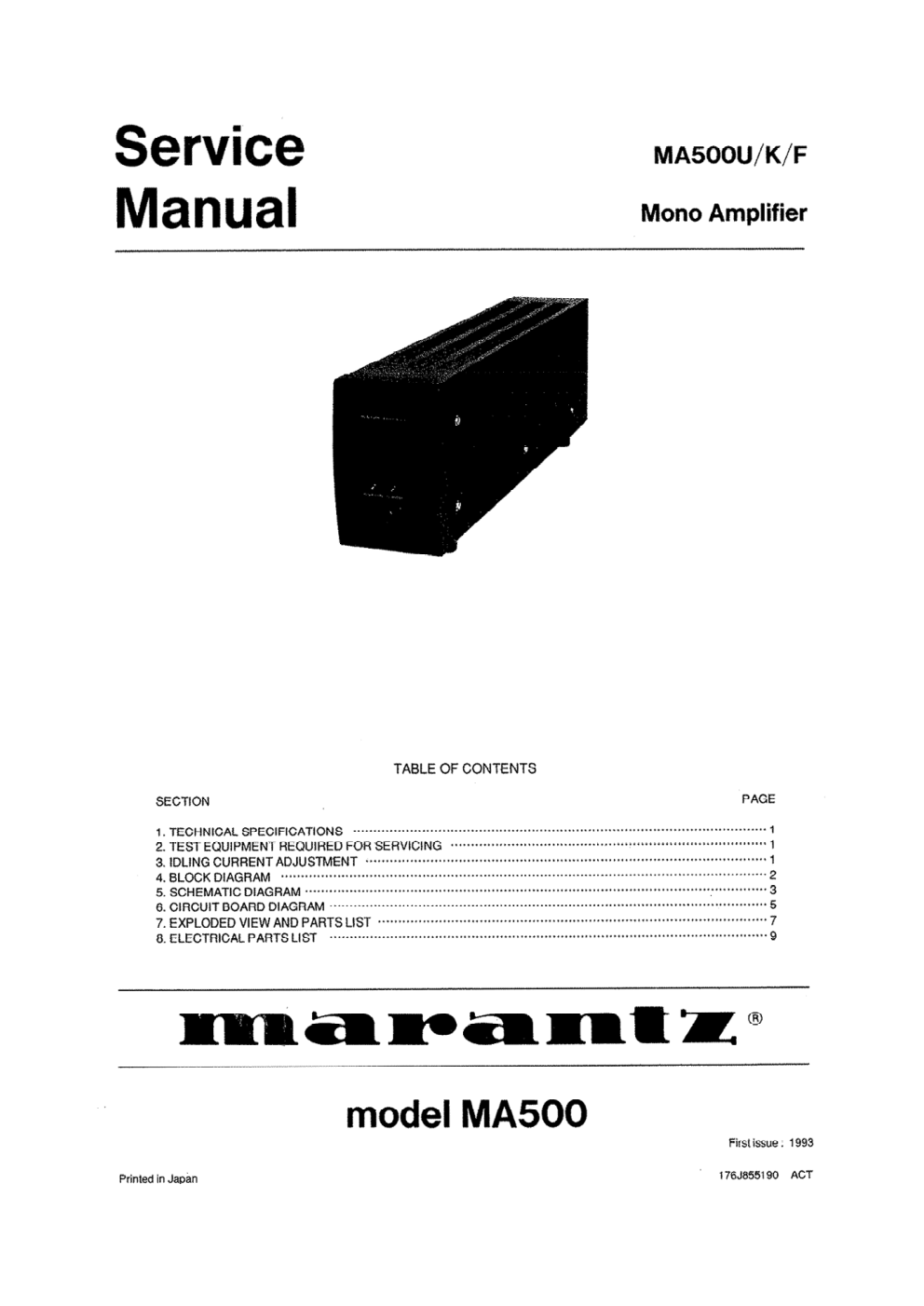 马兰士MARANTZ MA500K音响电路图-0 马兰士MARANTZ MA500K音响电路图-0