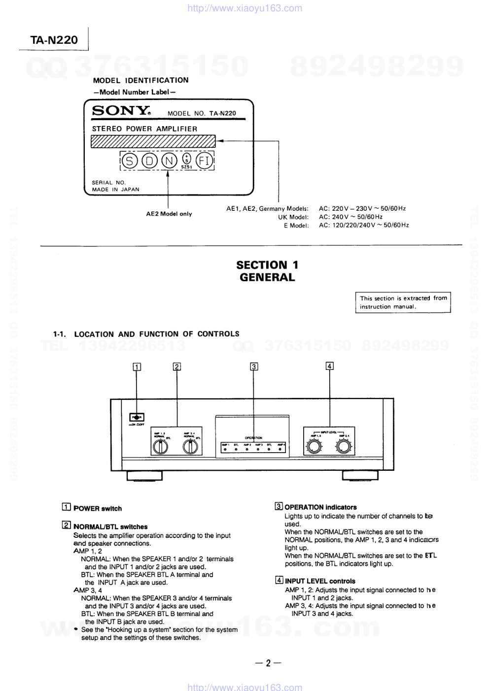 索尼SONY TA-N220音响电路原理图-1