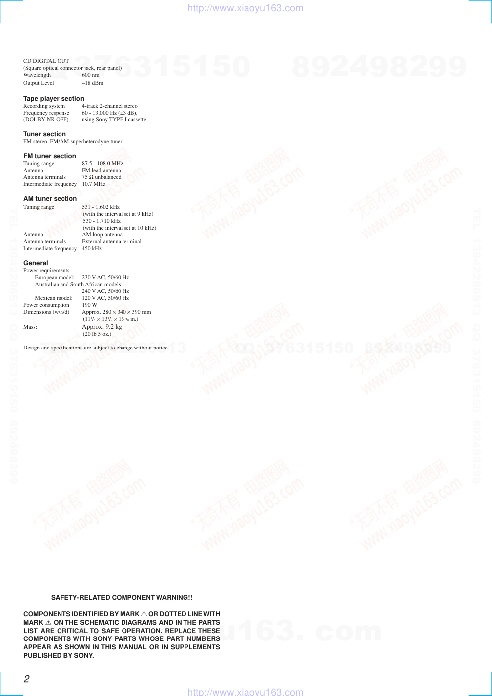 索尼SONY HCD-RXD6AV音响电路图-1 索尼SONY HCD-RXD6AV音响电路图-1