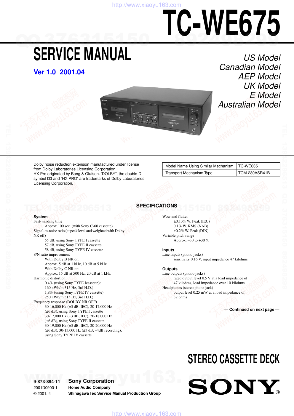 索尼SONY TC-WE675电路图-0