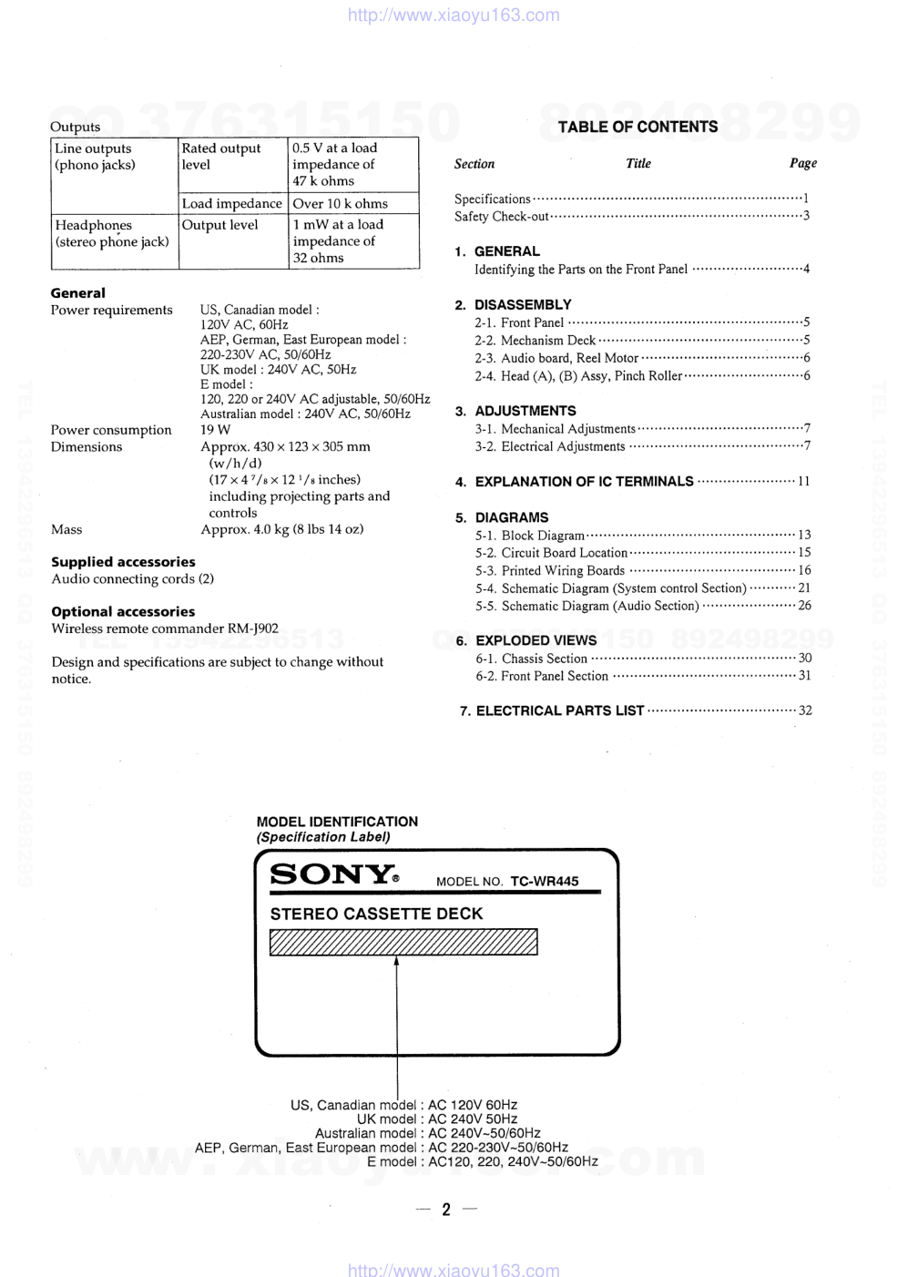 索尼SONY TC-WR445电路图-1
