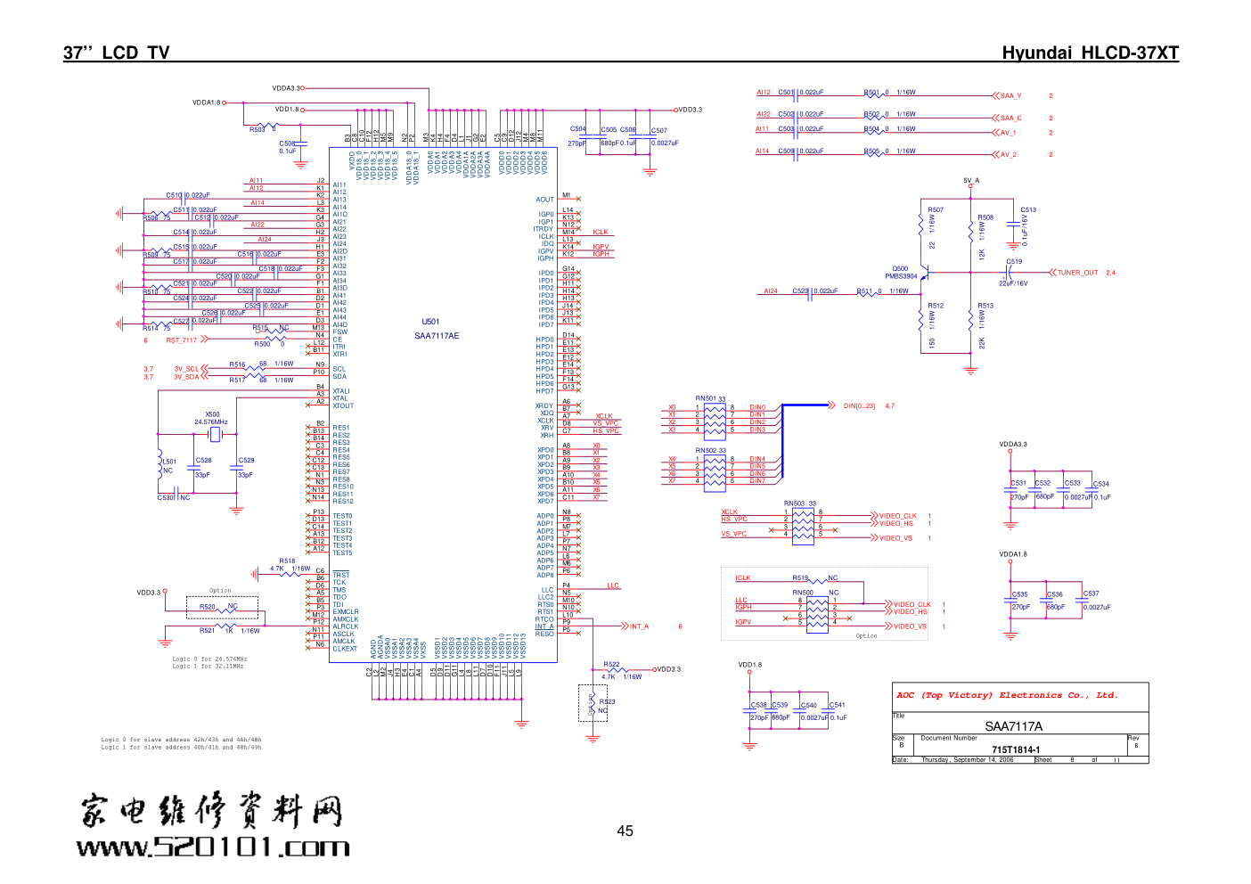 Hyundai现代HLCD-37XT液晶电视电路图-8 Hyundai现代HLCD-37XT液晶电视电路图-8