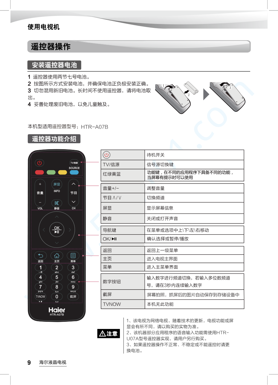海尔H55E16C液晶电视说明书-9