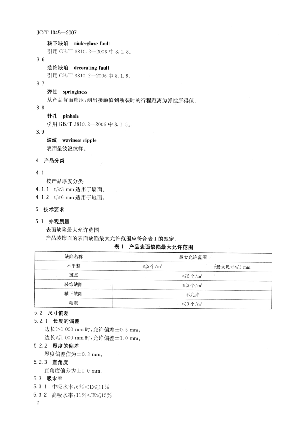 JCT 1045-2007 纤维陶瓷板-5