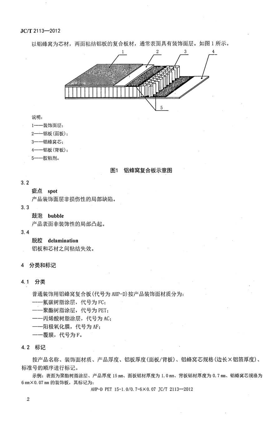 JCT 2113-2012 普通装饰用铝蜂窝复合板-3