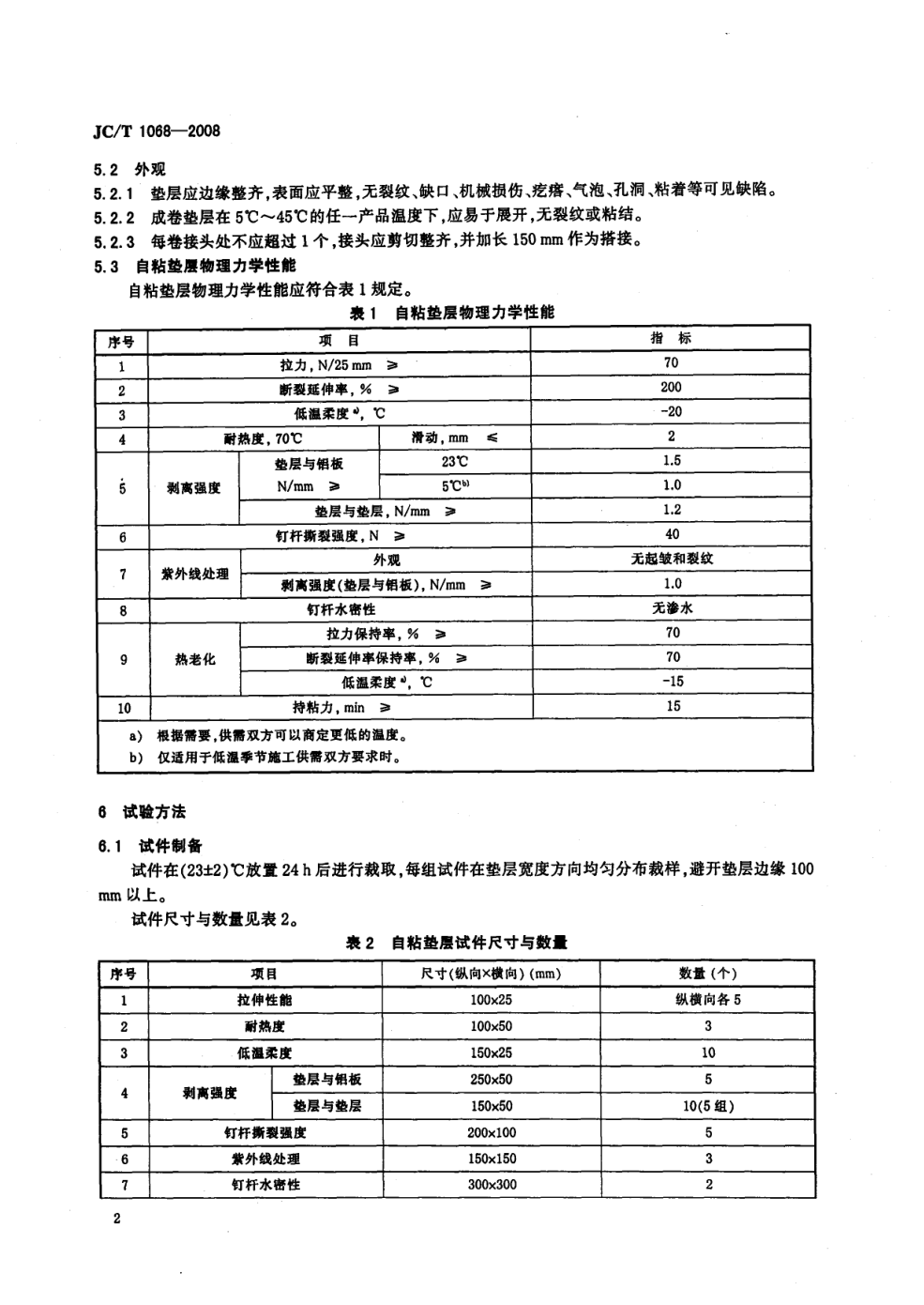 JCT 1068-2008 坡屋面用防水材料 自粘聚合物沥青防水垫层-3 JCT 1068-2008 坡屋面用防水材料 自粘聚合物沥青防水垫层-3