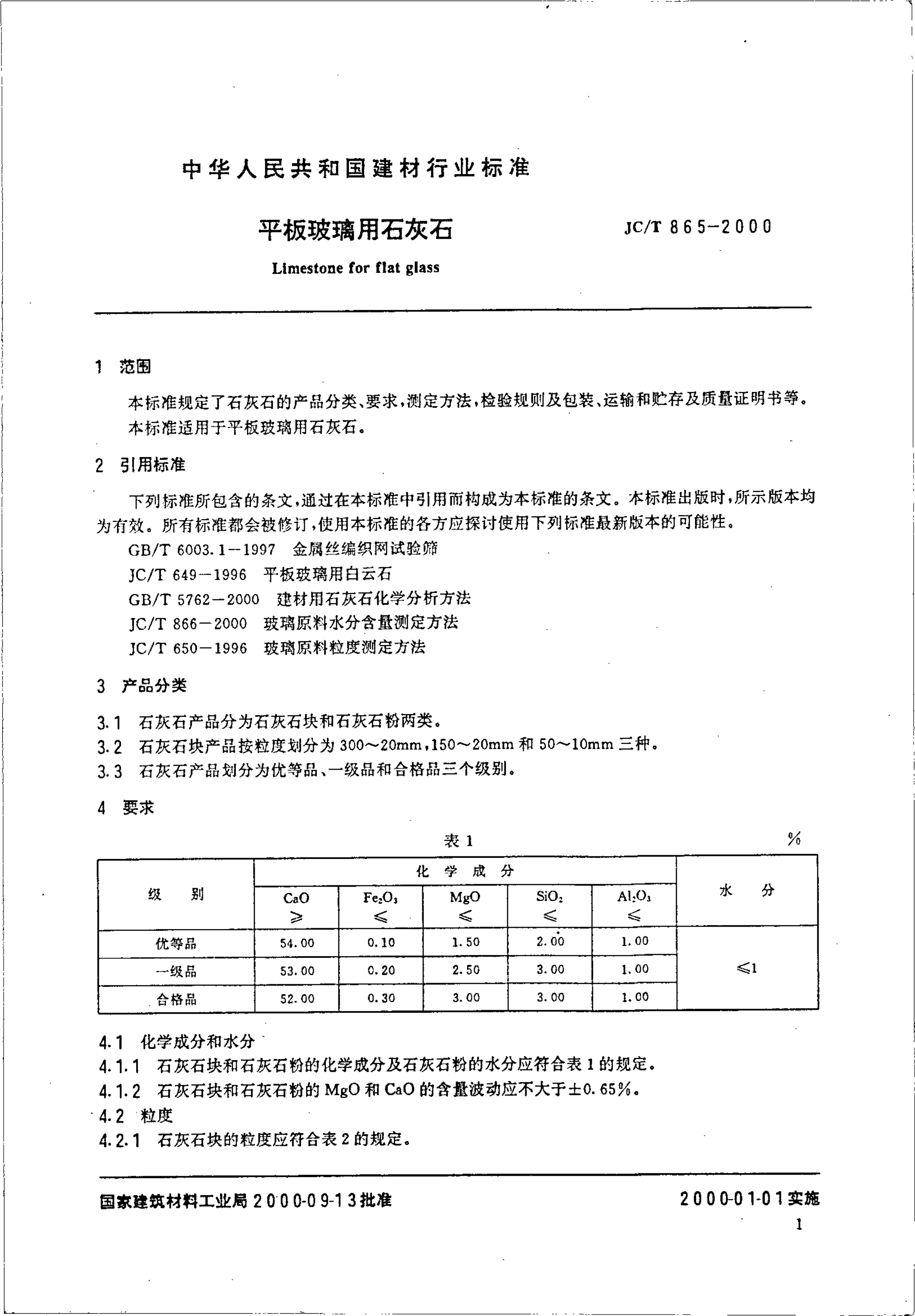 JCT 865-2000 平板玻璃用石灰石-2