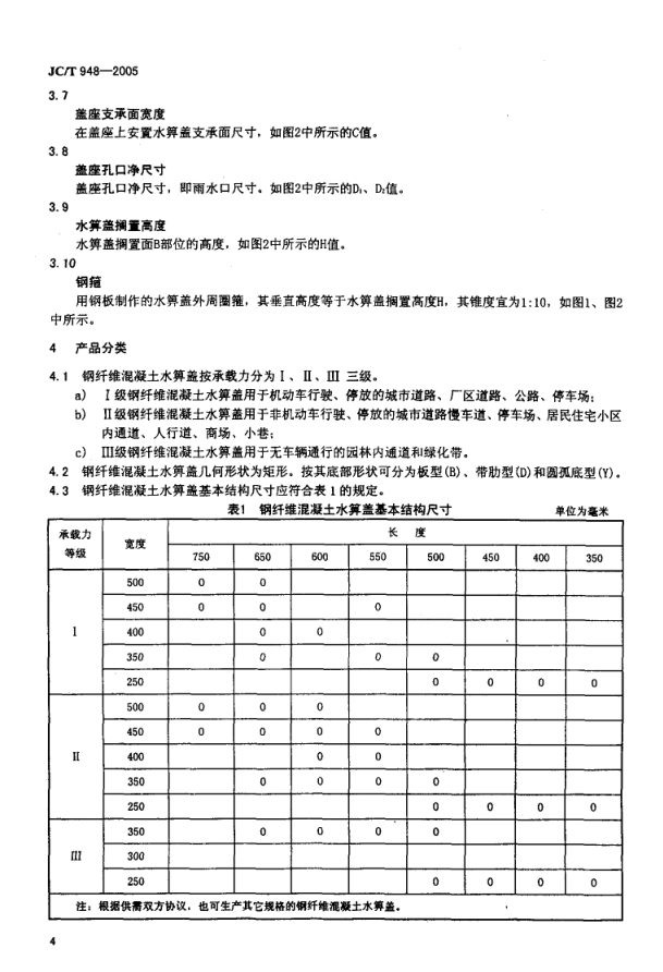 JCT 948-2005 钢纤维混凝土水箅盖-5 JCT 948-2005 钢纤维混凝土水箅盖-5