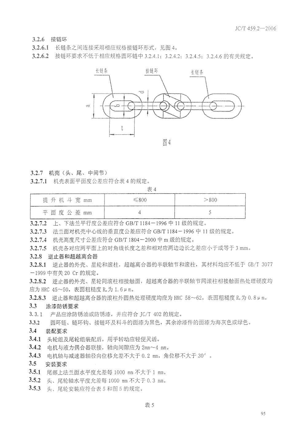 JCT 459.2-2006 水泥工业用环链斗式提升机 第2部分 技术条件-6 JCT 459.2-2006 水泥工业用环链斗式提升机 第2部分 技术条件-6
