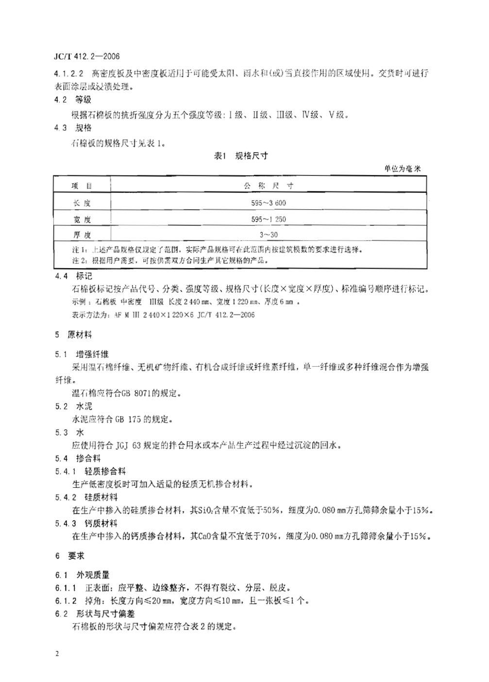JCT 412.2-2006 纤维水泥平板 第2部分 温石棉纤维水泥平板-5 JCT 412.2-2006 纤维水泥平板 第2部分 温石棉纤维水泥平板-5