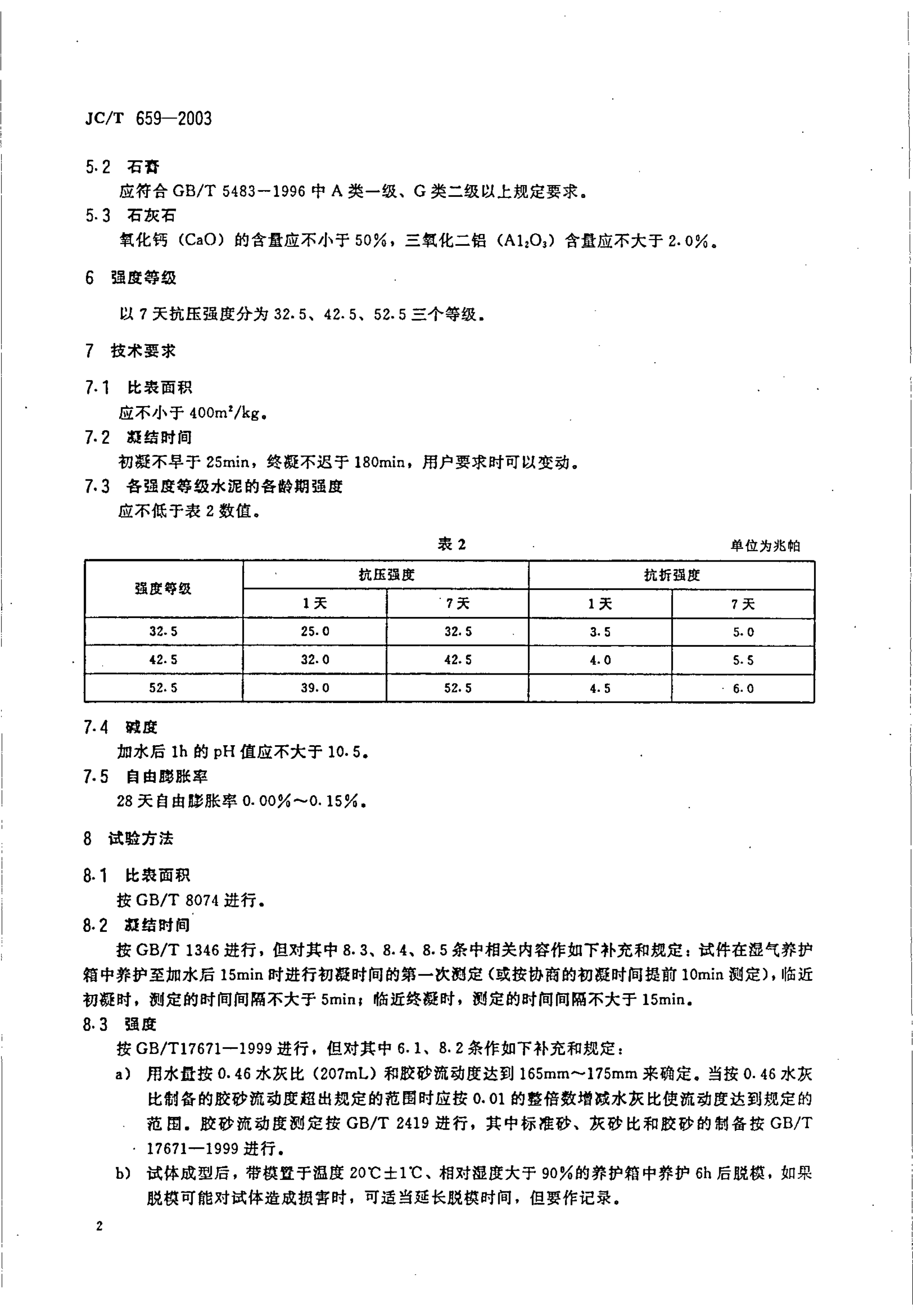 JCT 659-2003 低碱度硫铝酸盐水泥-3 JCT 659-2003 低碱度硫铝酸盐水泥-3