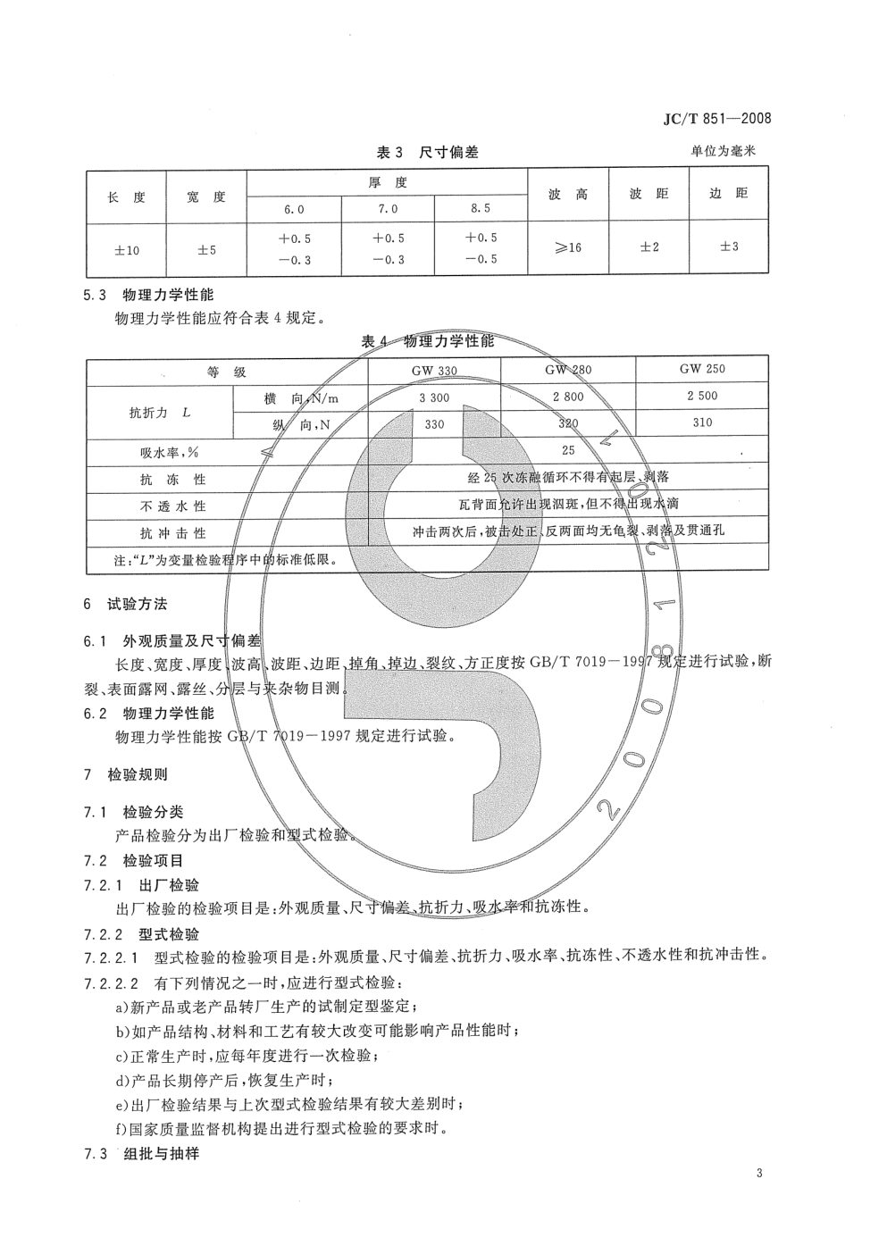 JCT 851-2008 钢丝网石棉水泥小波瓦-4 JCT 851-2008 钢丝网石棉水泥小波瓦-4