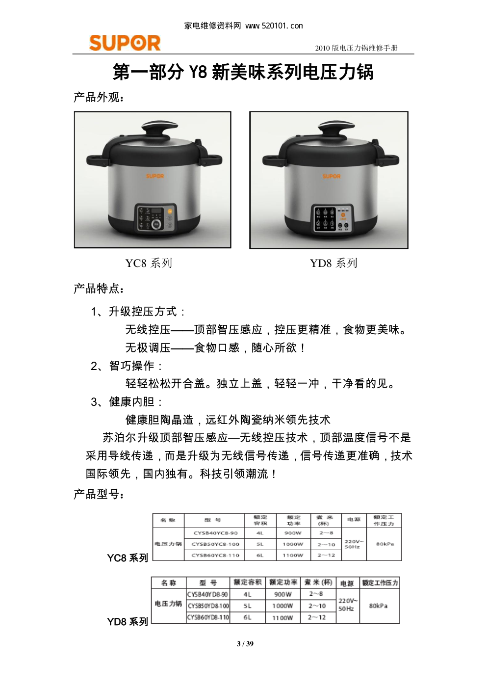 苏泊尔CYSB60YC5-110电压力锅维修手册-2 苏泊尔CYSB60YC5-110电压力锅维修手册-2