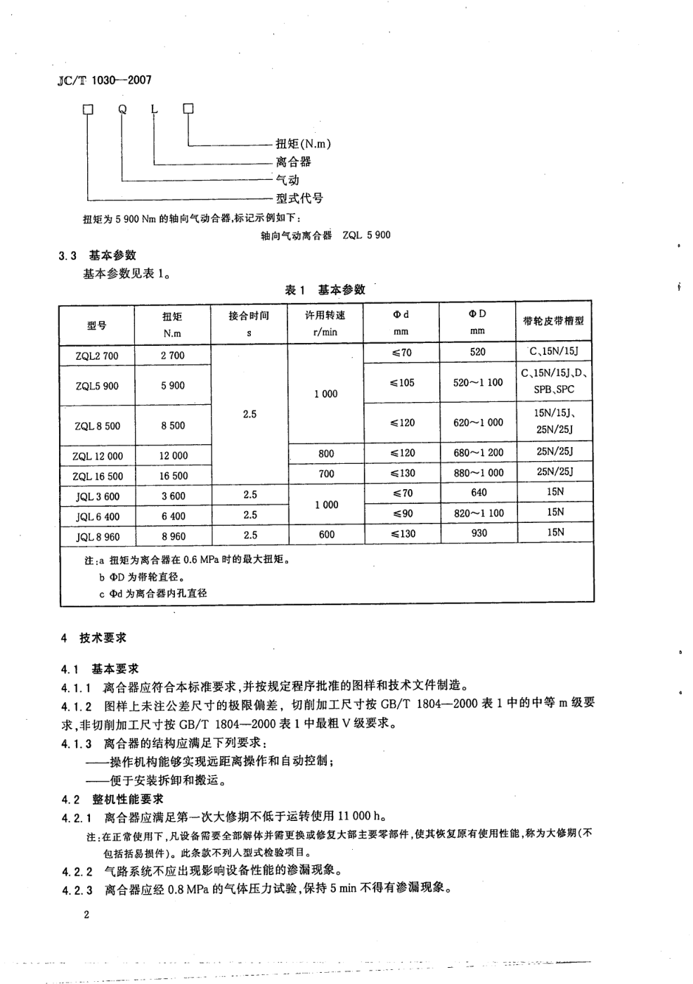 JCT 1030-2007 建材机械用气动离合器-3