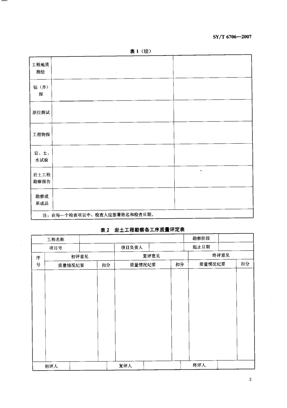 SYT 6706-2007 油气田及管道岩土工程勘察质量评定要求-5