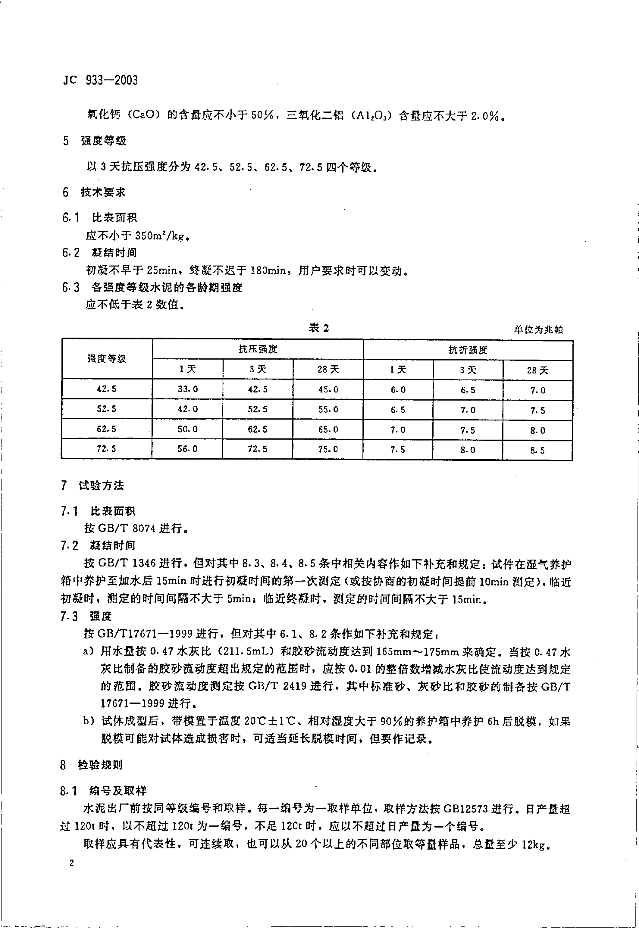 JC 933-2003 快硬硫铝酸盐水泥 快硬铁铝酸盐水泥-2
