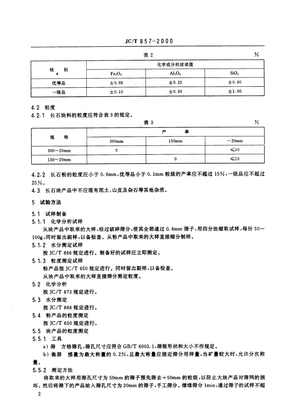 JCT 857-2000 平板玻璃用长石-3 JCT 857-2000 平板玻璃用长石-3