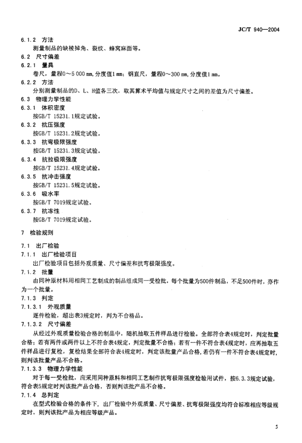 JCT 940-2004 玻璃纤维增强水泥 (GRC)装饰制品-6 JCT 940-2004 玻璃纤维增强水泥 (GRC)装饰制品-6