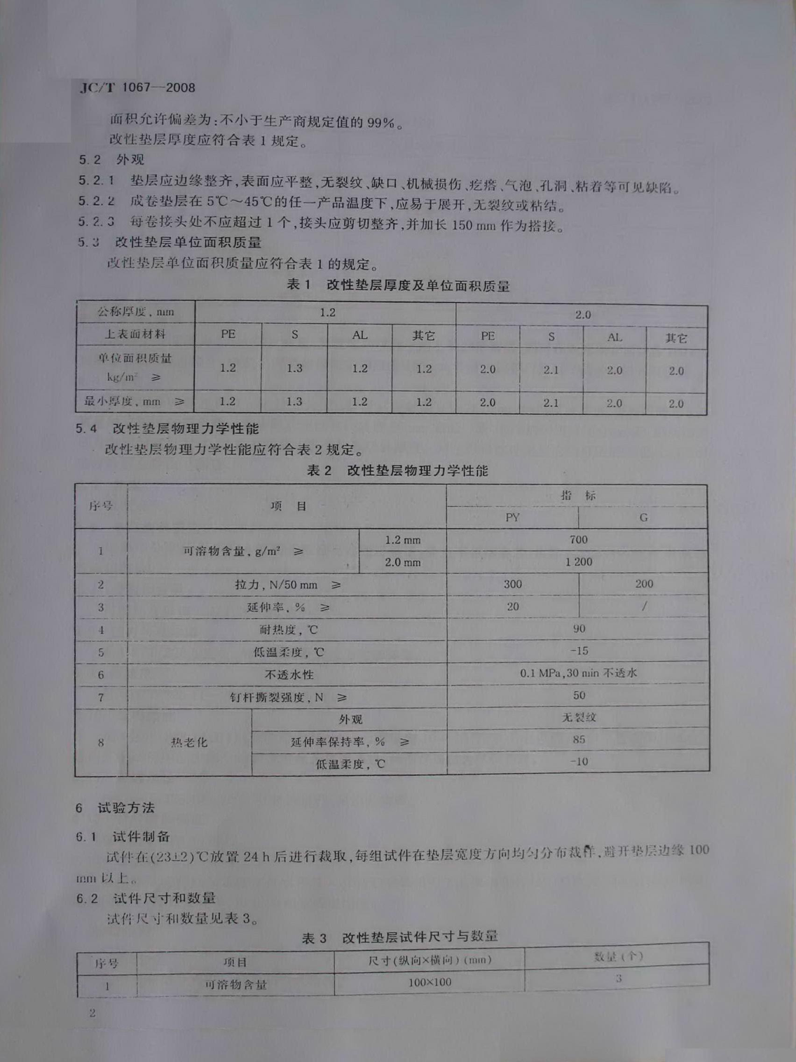 JCT 1067-2008 坡屋面用防水材料 聚合物改性沥青防水垫层(模糊)-3 JCT 1067-2008 坡屋面用防水材料 聚合物改性沥青防水垫层(模糊)-3
