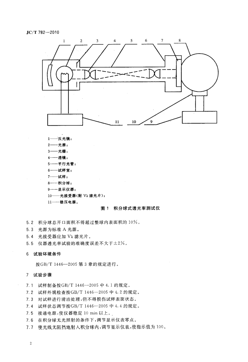 JCT 782-2010 玻璃纤维增强塑料透光率试验方法-3 JCT 782-2010 玻璃纤维增强塑料透光率试验方法-3