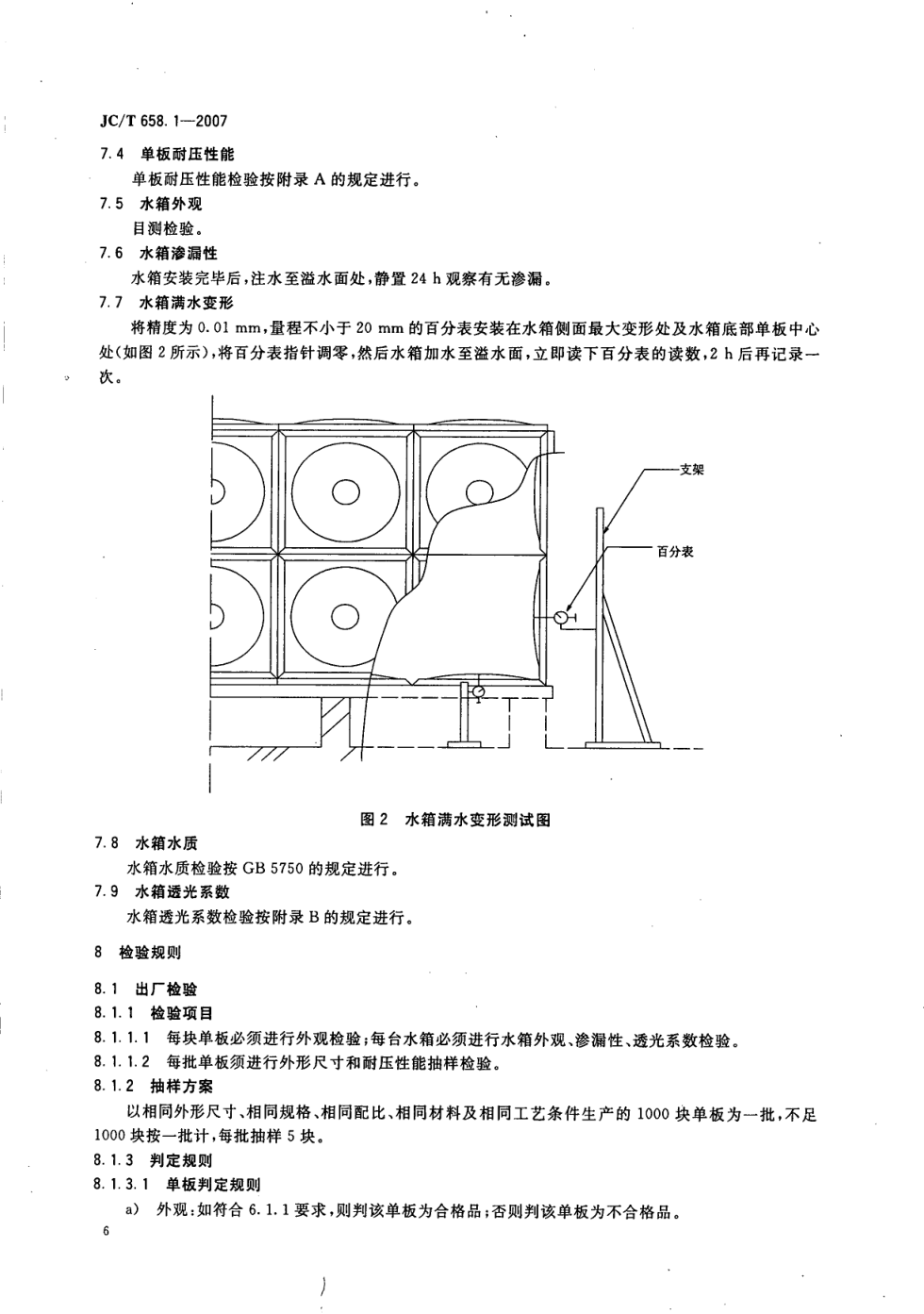JCT 658.1-2007 玻璃纤维增强塑料水箱 第1部分 SMC组合式水箱-7 JCT 658.1-2007 玻璃纤维增强塑料水箱 第1部分 SMC组合式水箱-7