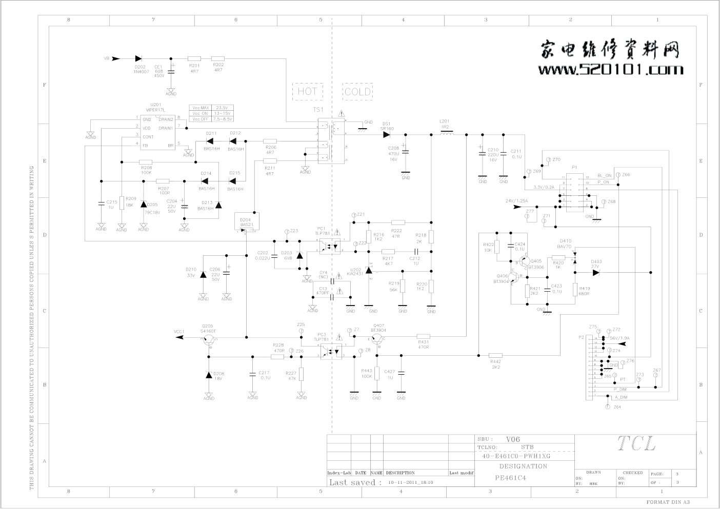 TCL王牌40-E461C0-PWH1XG电源板电路图-2 TCL王牌40-E461C0-PWH1XG电源板电路图-2