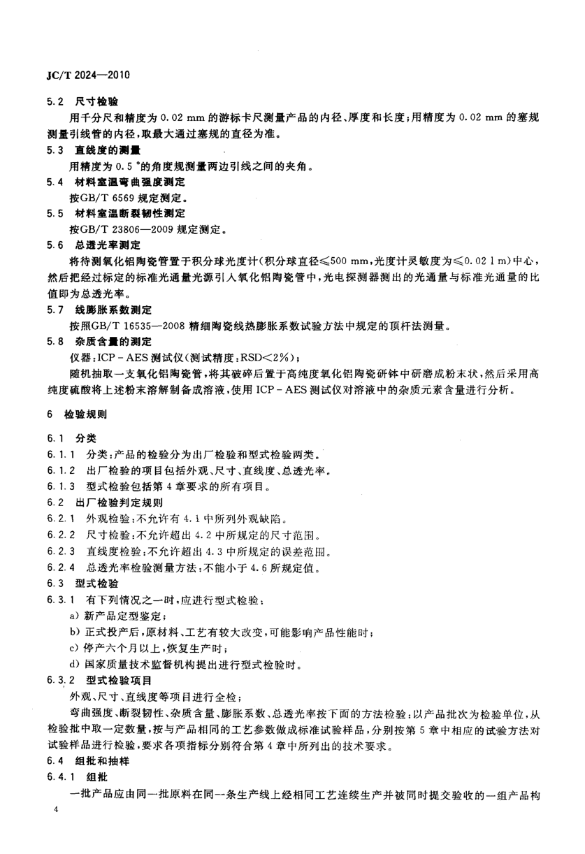 JCT 2024-2010 陶瓷金属卤灯用半透明氧化铝管-5 JCT 2024-2010 陶瓷金属卤灯用半透明氧化铝管-5