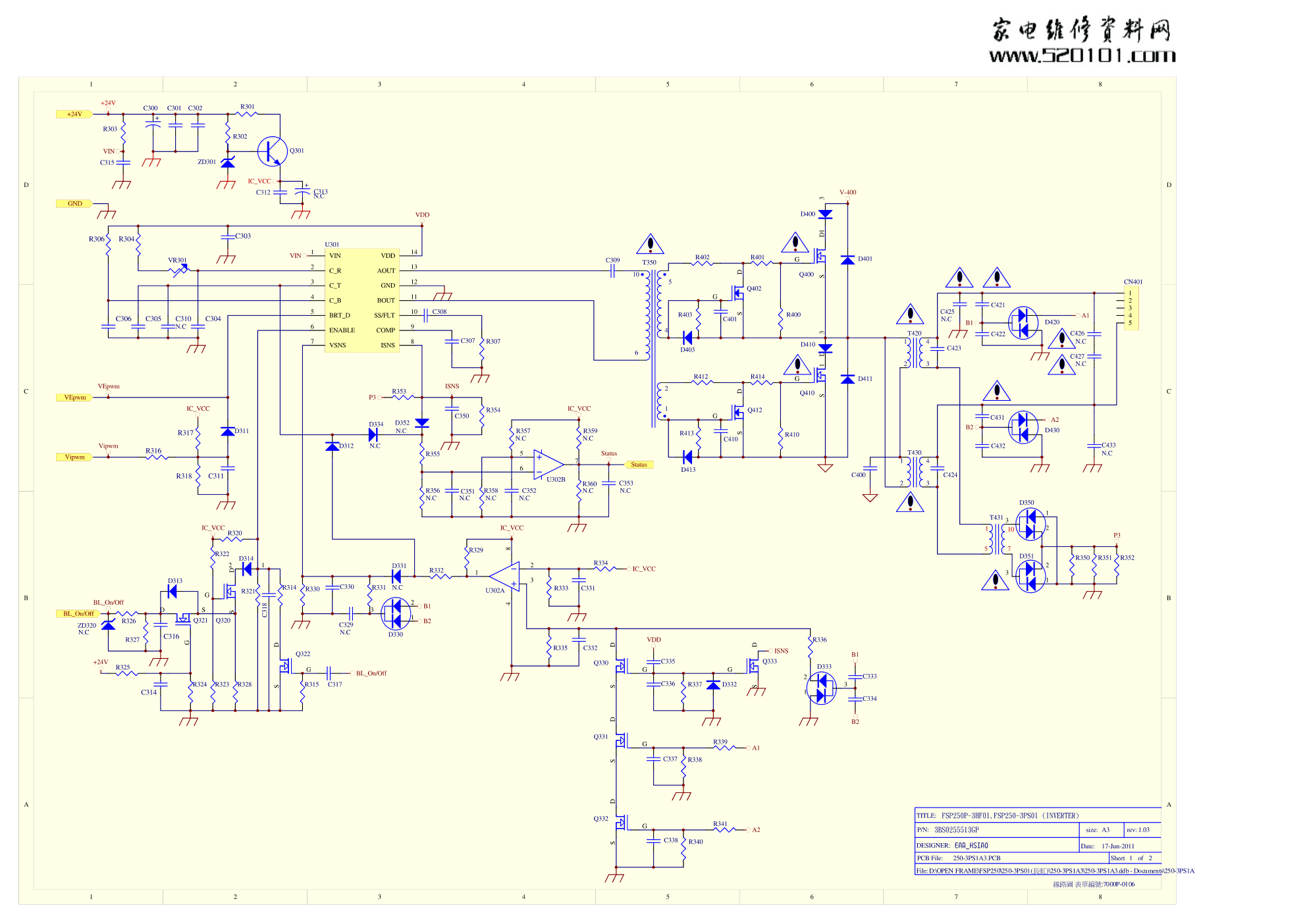 长虹液晶FSP250P-3HF01电源板电路原理图-0