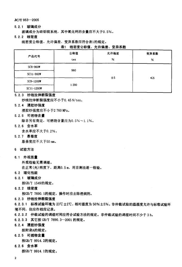 JCT 953-2005 缠绕用高强玻璃纤维无捻粗纱-3