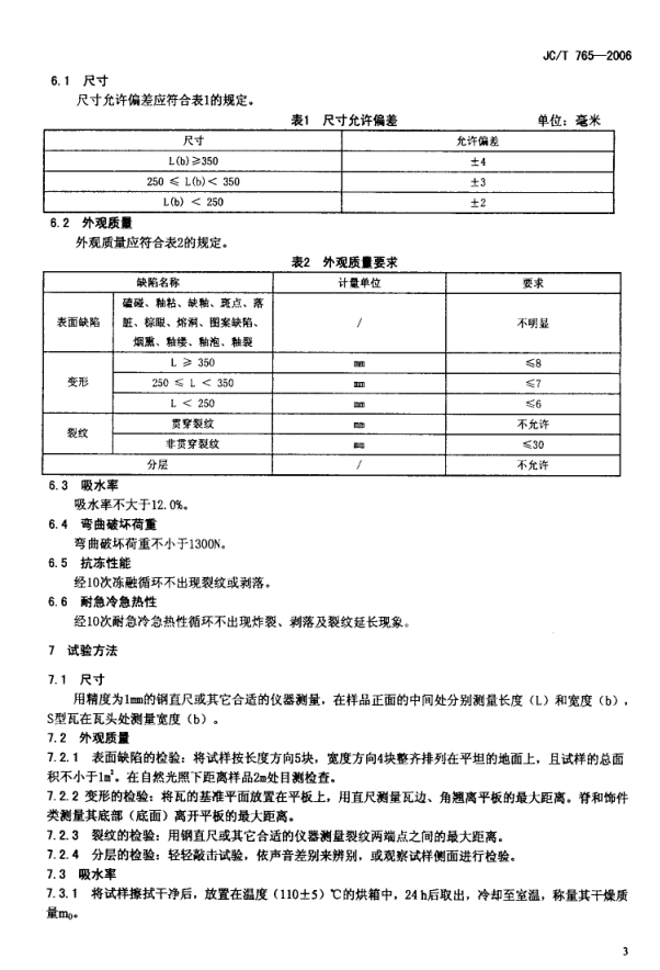 JCT 765-2006 建筑琉璃制品-5 JCT 765-2006 建筑琉璃制品-5