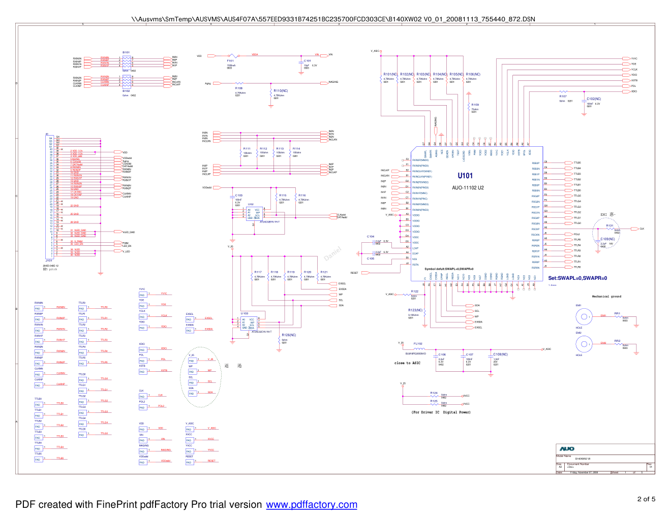 AUO友达液晶显示屏B140XW02 V0 01 PCB电路图-4