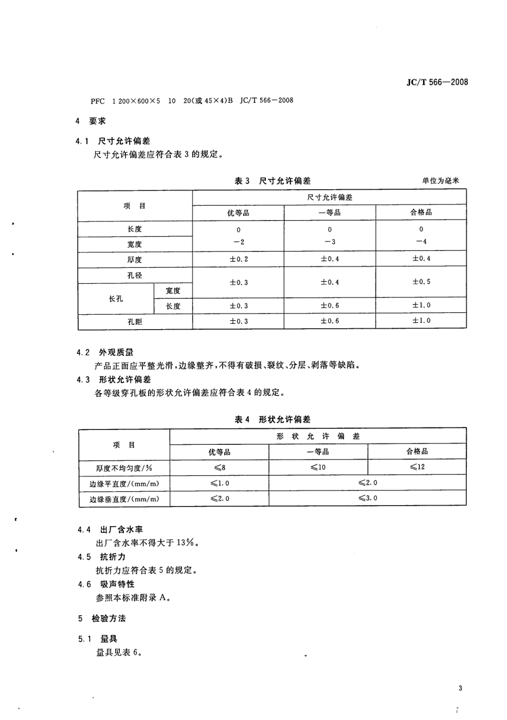 JCT 566-2008 吸声用穿孔纤维水泥板-4 JCT 566-2008 吸声用穿孔纤维水泥板-4