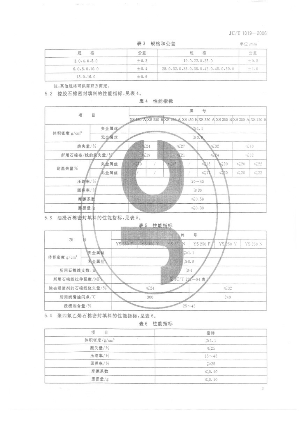 JCT 1019-2006 石棉密封填料-4 JCT 1019-2006 石棉密封填料-4