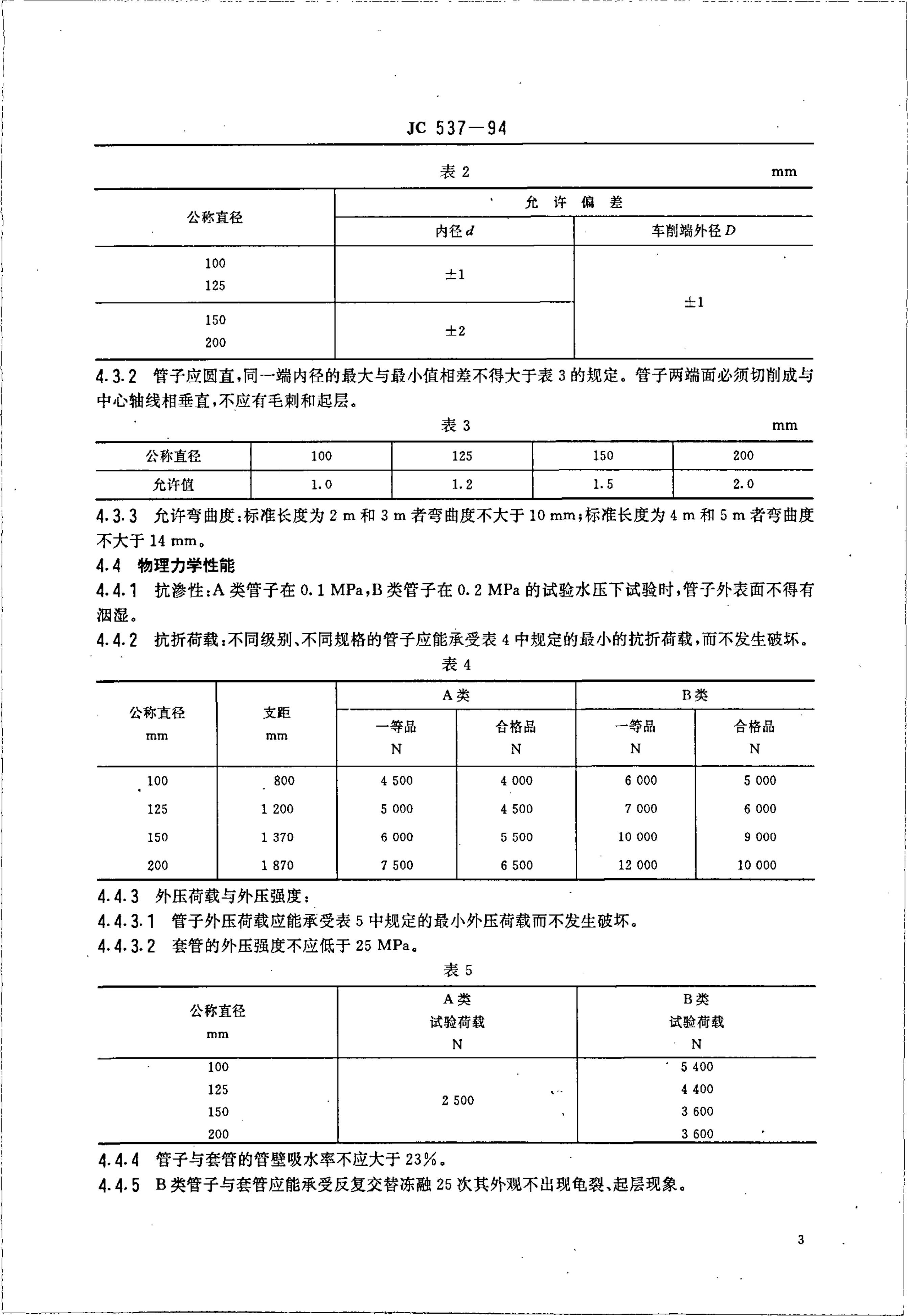 JC 537-1994 石棉水泥电缆管及其接头-2 JC 537-1994 石棉水泥电缆管及其接头-2